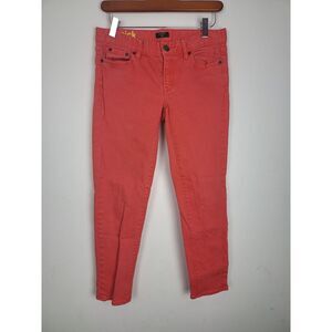 J. Crew Stretch Toothpick Jeans 25 Womens Red Mid Rise Skinny Leg Bottoms